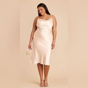 NWT BIRDY GREY Matte Satin MIDI Dress in champagne